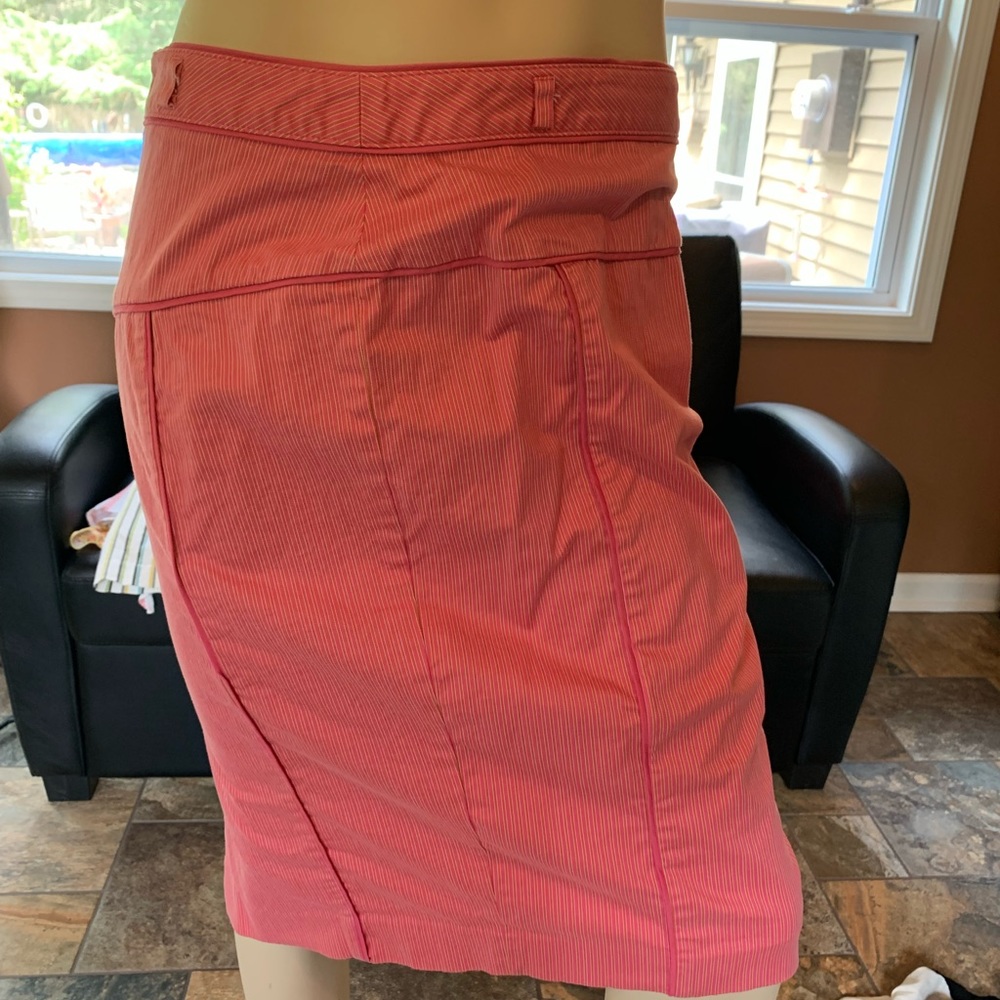coral pink stripe skirt